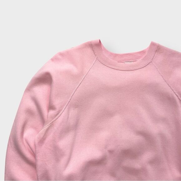 Vtg 80s Fleece Mates Raglan Blank Pink Sweatshirt, Lightweight Soft, XL Boxy - Picture 2 of 6